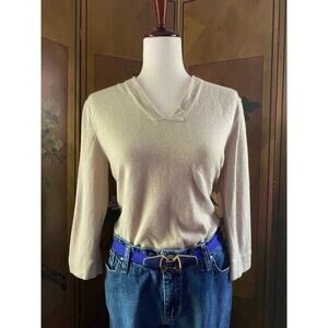 Vintage wool, silk and cashmere blend long sleeves top in gold, size M